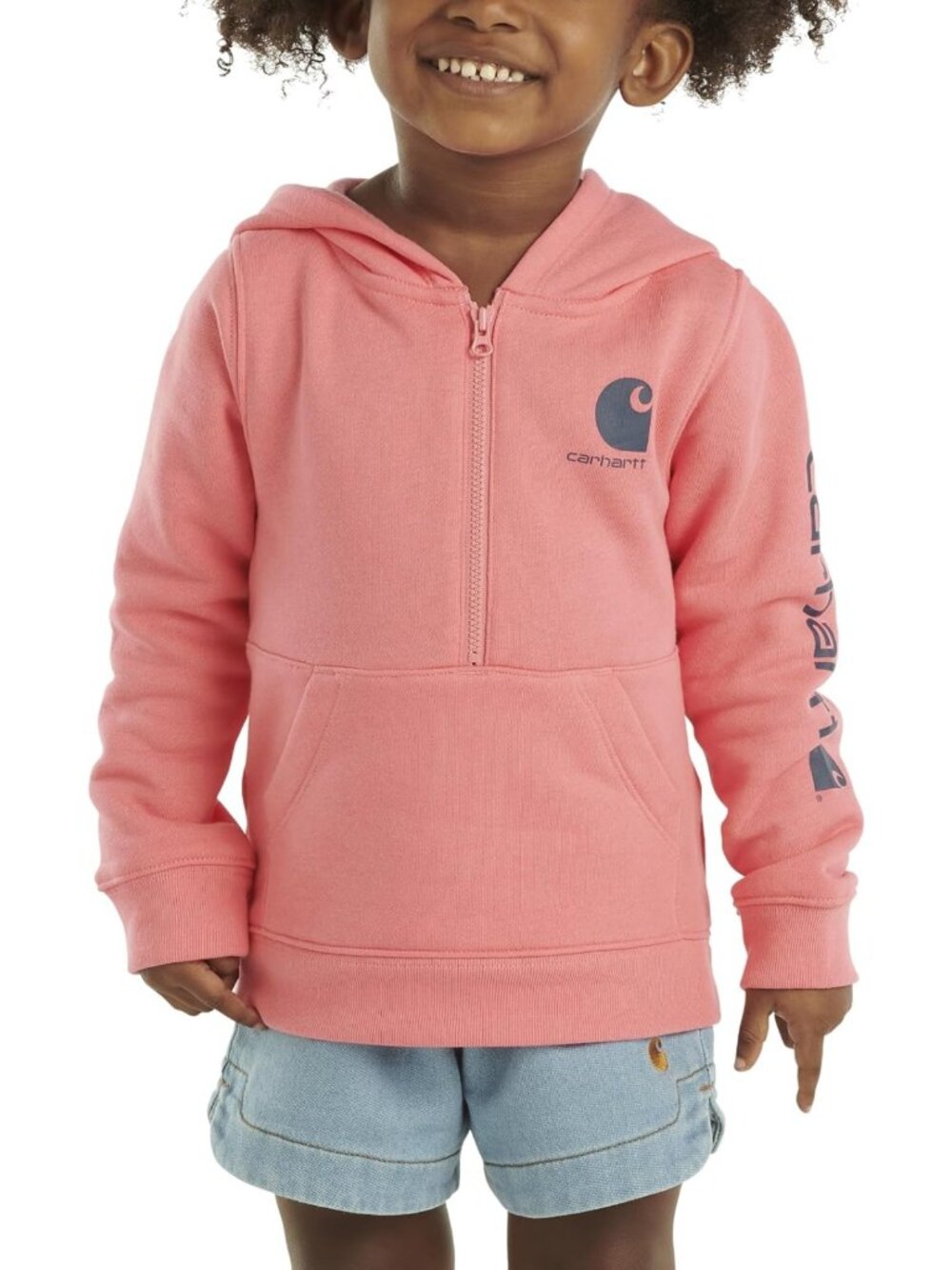 Cozy Girls' Long-Sleeve Half-Zip Hooded Sweatshirt - Perfect for Layering!